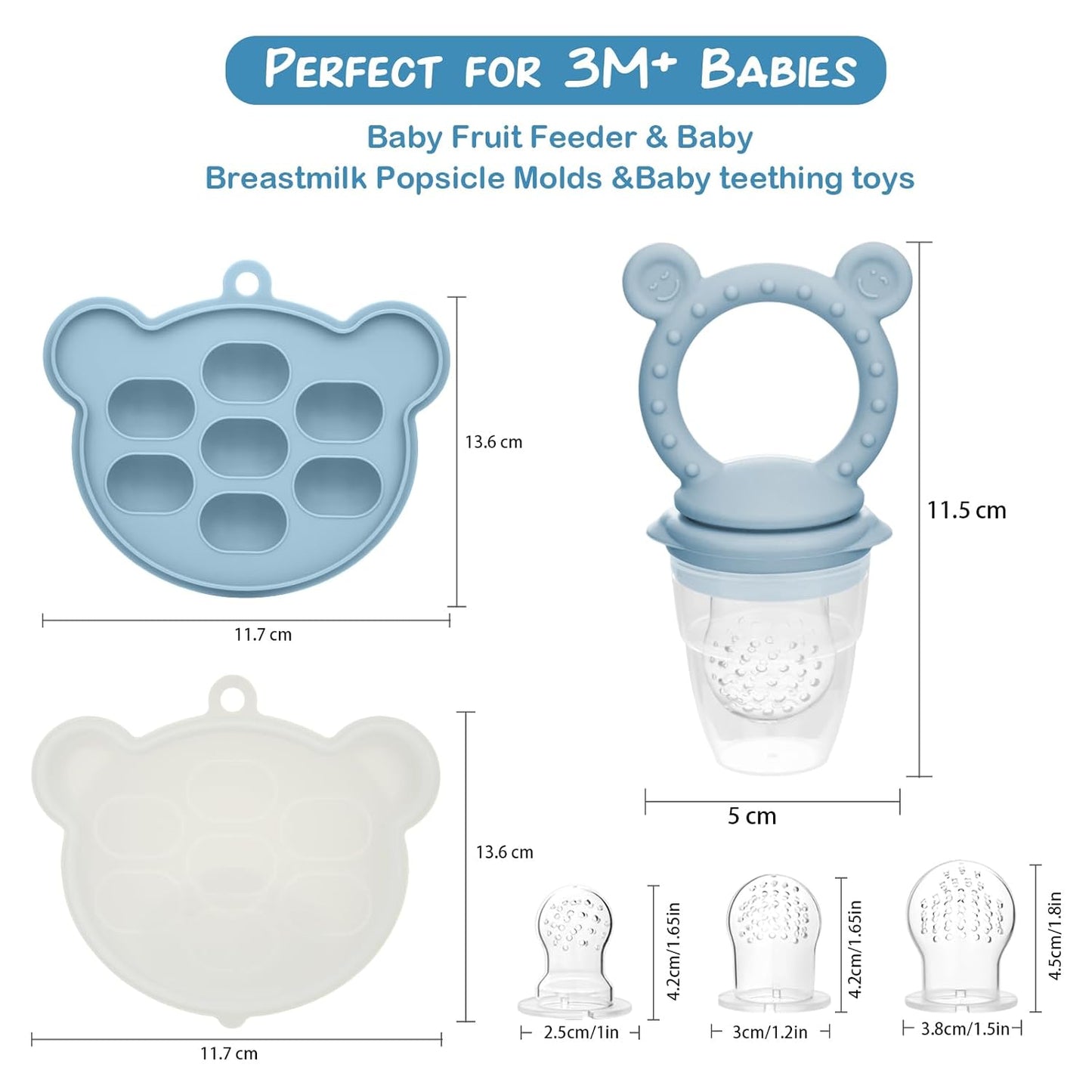 Baby Breastmilk Popsicle Molds & Baby Fruit Feeder (6 Pack), WAJIAYON Infant Food Freezer Tray Storage Containers, Silicone Teething Pacifier Feeder and Teether for Babies,Babies Feeder