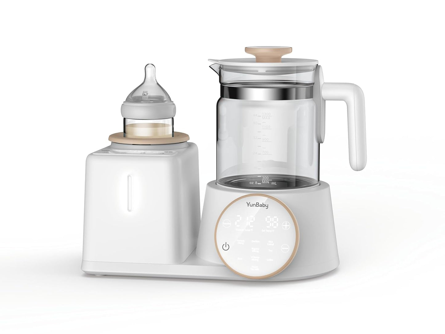 2-in-1 Baby Bottle Warmer & Formula Maker with Electric Kettle, Automatic Rotating Bottle Shaker, Fast Heating Water Warmer with Temperature Control for Formula, Breastmilk & Night Feeding