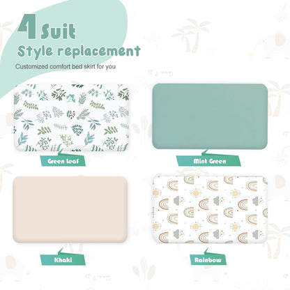 4 Pack Bassinet Sheets (19" x 33"), Compatible with Baby Delight, BabyBond, Dream On Me and Most Rectangle Bedside Sleeper Bassinet Mattress, Soft and Skin-Friendly, Mint Green and Color Rainbow