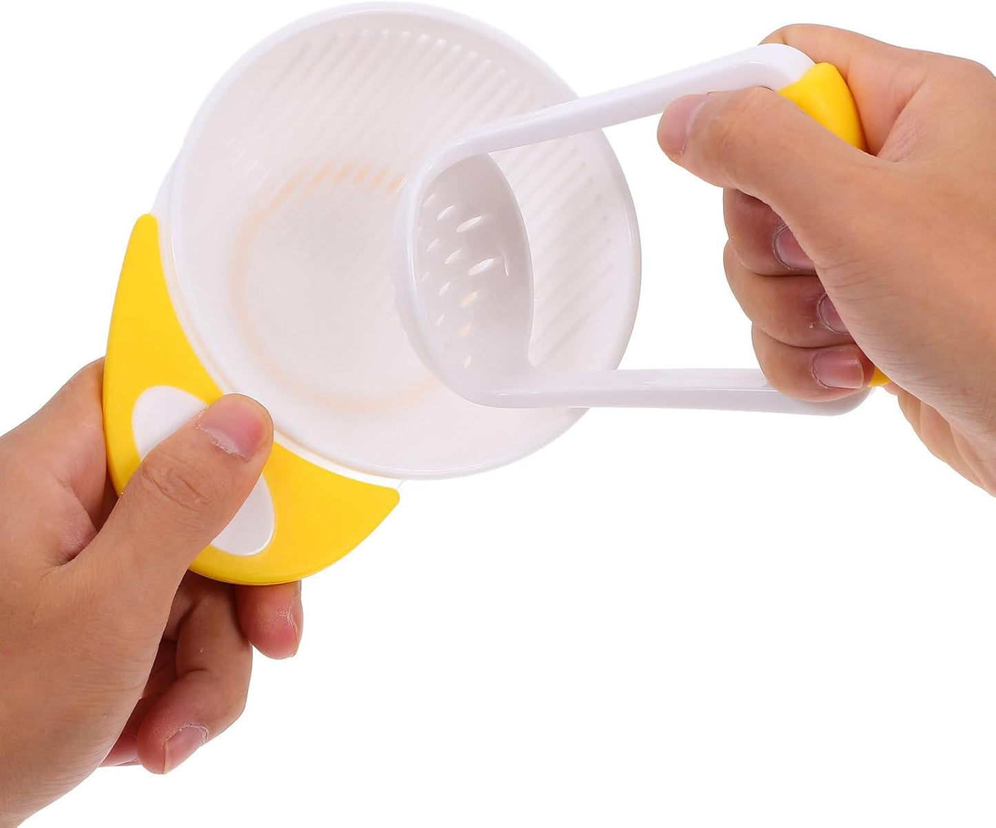Baby Food Masher 2 Sets Mashing Bowl with Handle Masher, Manual Baby Food Grinder Bowl Set (Green, Yellow)