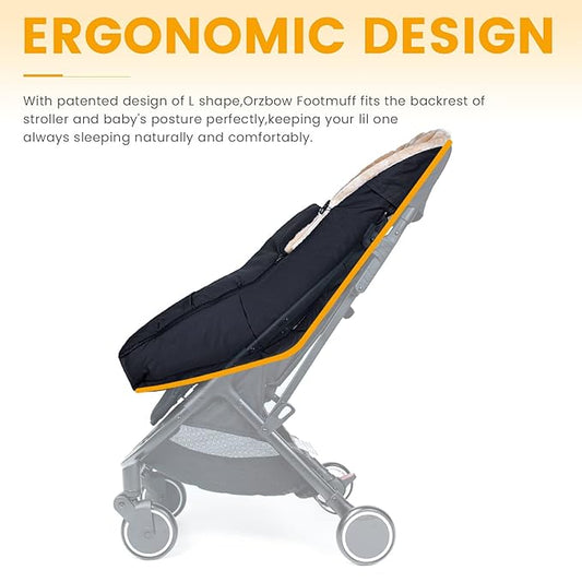Orzbow Stroller Footmuff Universal | Faux Wool Baby Bunting Bag | Warm, Weather-proof, Adjustable Buckles | Winter Stroller Zipper Blanket Cover | Baby Sleeping Bag for Cold Weather Accessories, Black