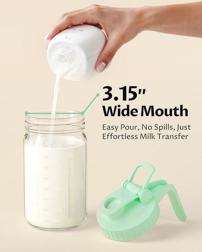 32oz Breast Milk Pitcher with Lid - Airtight Leakproof Glass Storage with Flip Cap & Pour Spout, Wide Mouth 1 Quart Breastmilk Storage Container Breastfeeding Essentials for Breastmilk, Formula, Milk