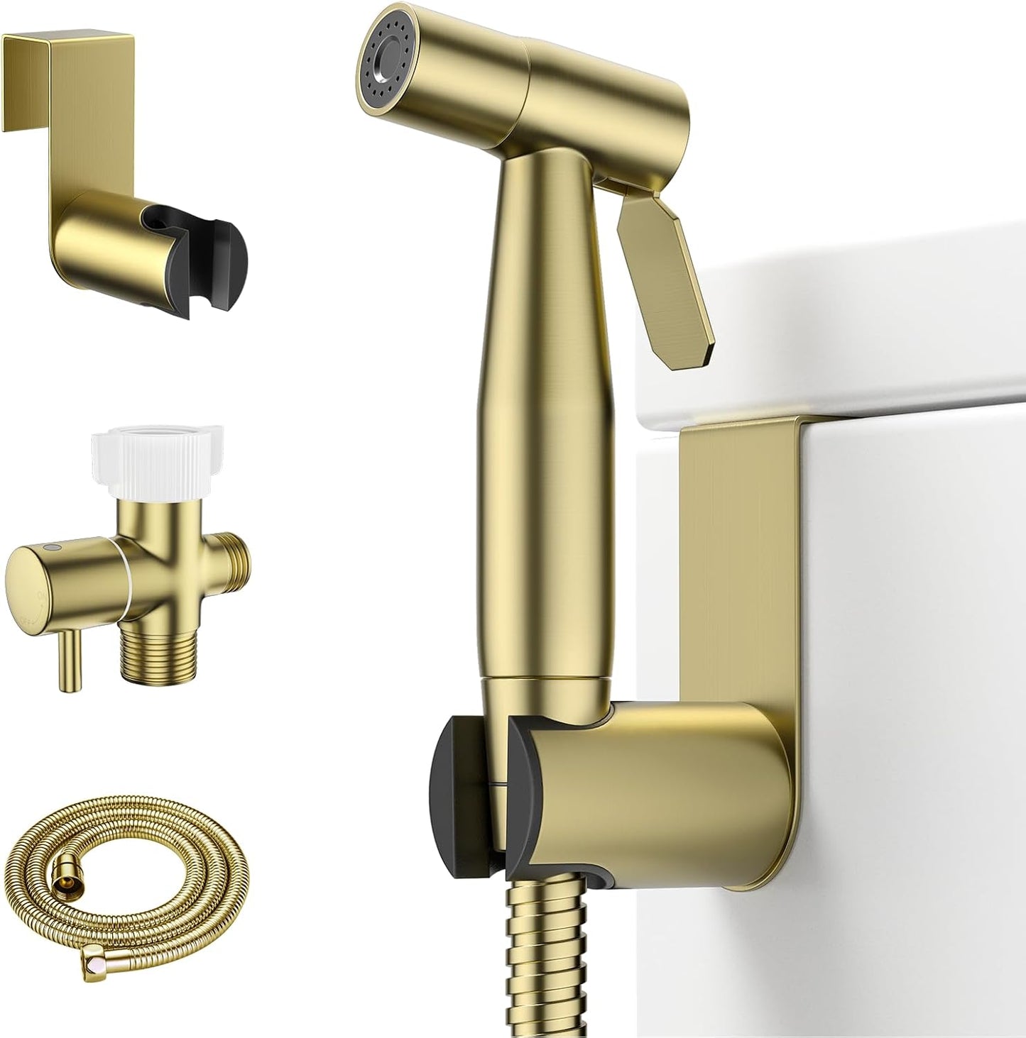 Arofa Handheld Toilet Bidet Sprayer for Toilet-Adjustable Water Pressure Control with Bidet Hose for Feminine Wash, Stainless Steel Brushed Nickel Bidet Faucet Cloth Diaper for Baby Wash