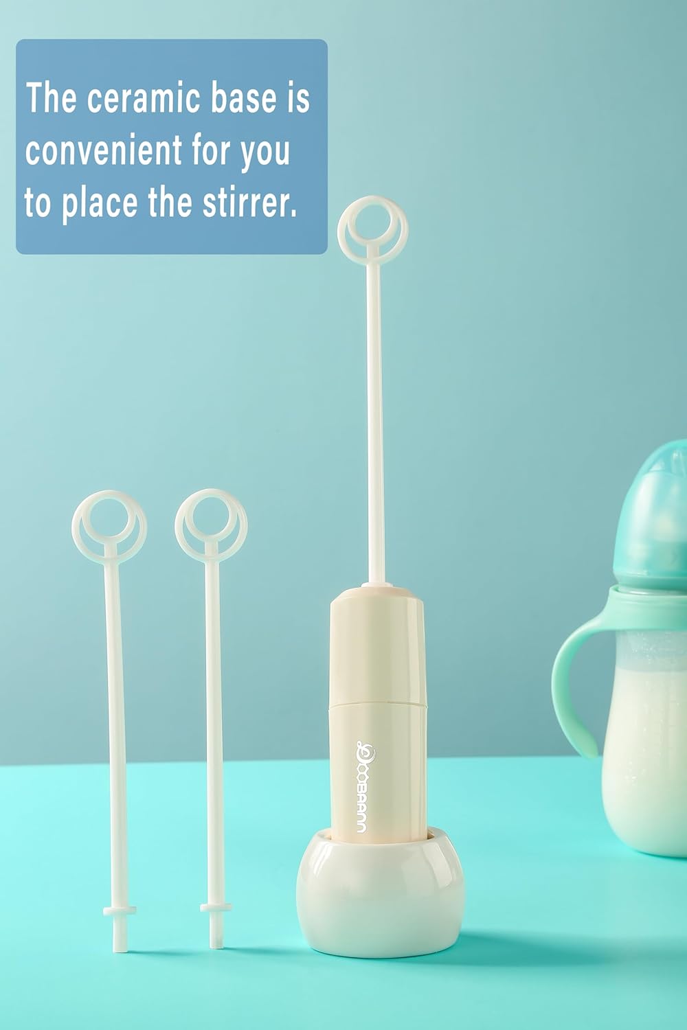 Handheld Electric Baby Formula Mixer,Handheld Drink Mixer (Off White)