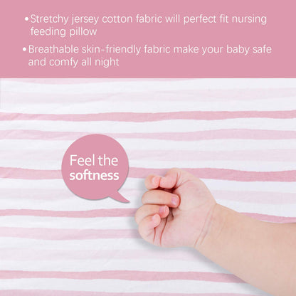 Square Playard/Playpen Fitted Sheets, Perfect for 36 X 36 Portable Playard, 2 Pack, 100% Jersey Knit Cotton Fitted Sheets, Grey Stripes and Hearts Print for Baby Boy and Baby Girl