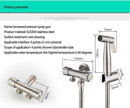 Hand Held Sprayer Toilet Attachment Stainless Steel Bathroom Bidet Spray Set, Multi-Function for Cloth Diaper Sprayer, Toilet Or Wall Mounted, Pets Shower - Stainless Steel,c