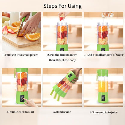 Portable Blender Cup,Electric USB Mini Juicer Blender For Shakes and Smoothies, Juice,380ml, Six Blades Great for Mixing,Black
