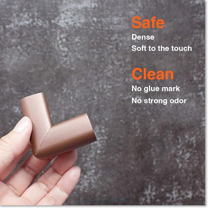 Roving Cove Slimfit Corner Protector for Baby Proofing (8 Small Corners), Soft Rubber Foam Furniture Corner Bumper Guards, 3M Adhesive Pre-Taped, Coffee Brown