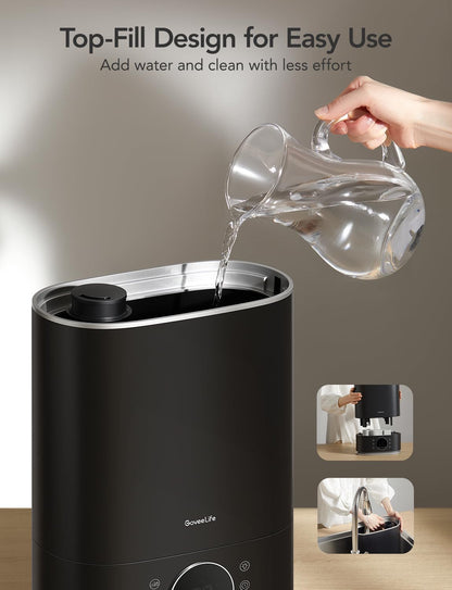 GoveeLife 7L Humidifiers for Bedroom, Smart Top-Fill Cool & Warm Mist Humidifier Large Room, Auto Mode, 70H Quiet Runtime for Baby Plants Nursery, App & Voice Control, RGB Nightlight, Humidity Sensor