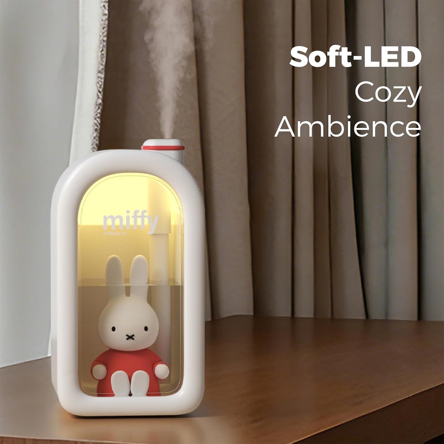 Mipow X Miffy Cool Mist Humidifier - Ultrasonic Quiet, Mini Cute Humidifier with Night Light, 380ml Humidifiers for Bedroom/Babies Nursery/Office