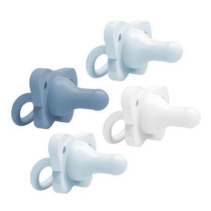 Dr. Brown's HappyPaci 100% Silicone Baby Pacifier, Contoured One-Piece Design, Black/Gray/White, 0-6m, BPA-Free, 4-Pack