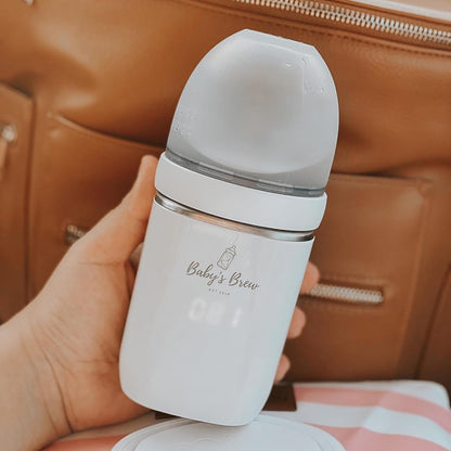 Baby's Brew Portable Bottle Warmer with MAM Adapter – Cordless Baby Bottle Warmer for Breastmilk & Formula, Rechargeable, Leak-Proof, Travel-Friendly Milk Warmer, White
