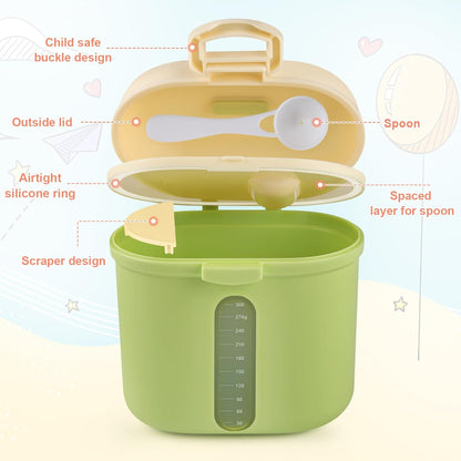 Accmor Baby Formula Dispense On The Go, Portable Milk Powder Formula Dispenser with Scoop,Formula Containers for Travel Hold 8.5oz/240g Formula,Green
