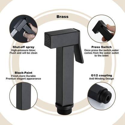 Handheld ToiletSprayer Square Portable Brass Shower Sprayer Head Suit for Bathroom Cloth Diaper Pet Cleaning,A(B)