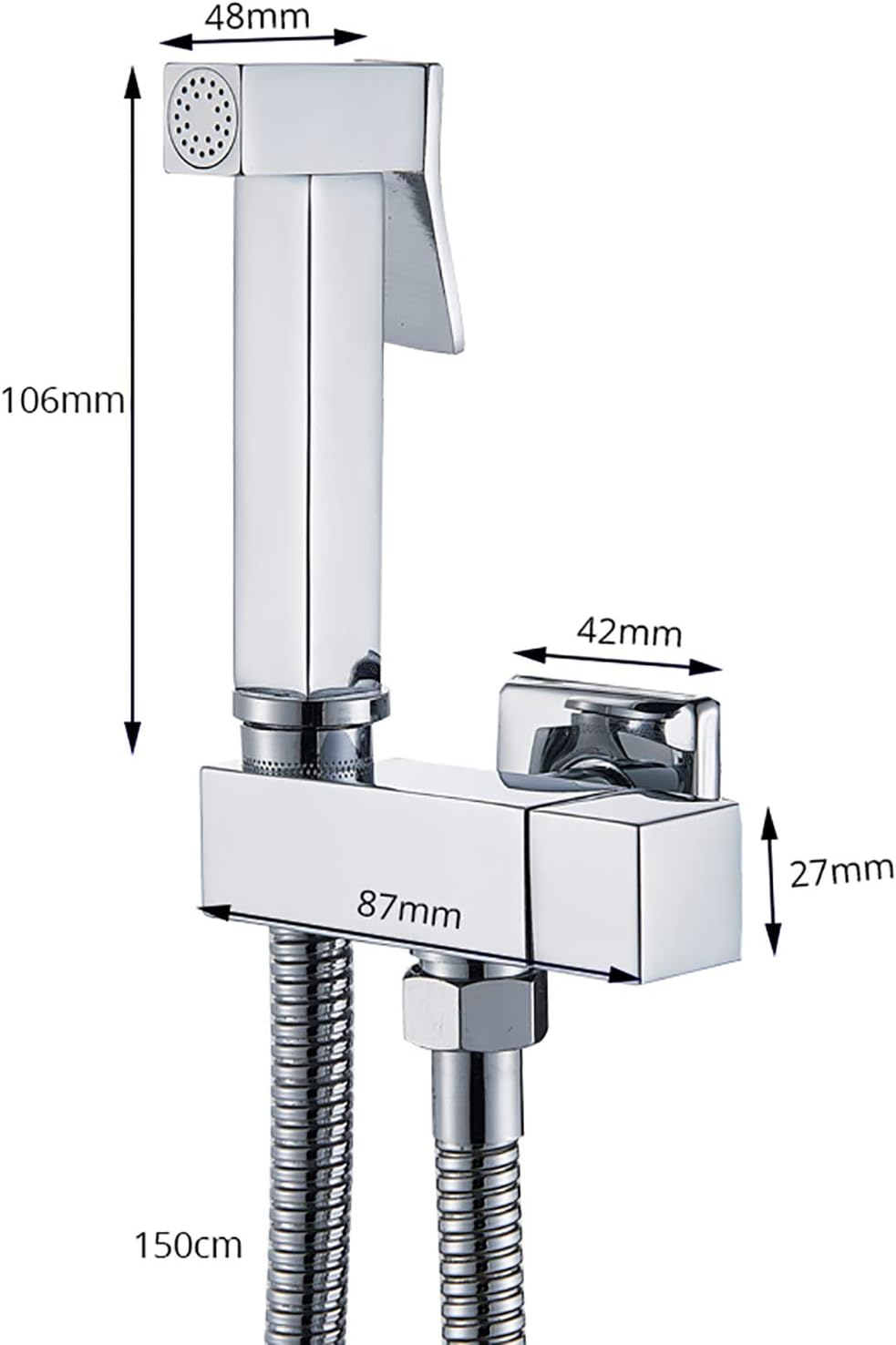 Handheld Bidet Sprayer for Toilet with Single Cold Water, Wall Mounted Bathroom Cloth Diaper Set Brass Kit for Pet Bathing, Personal Hygiene,Brushed Nickel(Chrome)