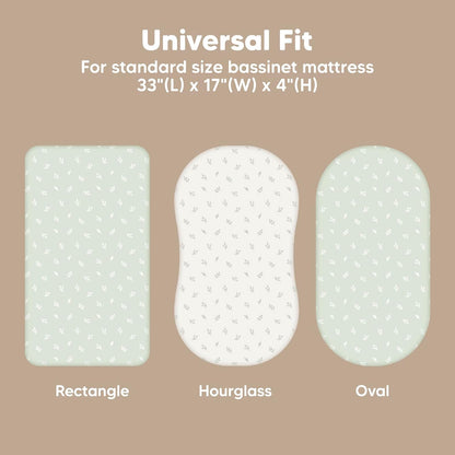2-Pack Baby Bassinet Sheets Girl, Boy - 33x17 Viscose Derived from Bamboo Bedside Mattress Fitted Bassinet Sheets, Compatible with Halo Bassinest Swivel Sleeper, Baby Delight, Graco (Pecan)
