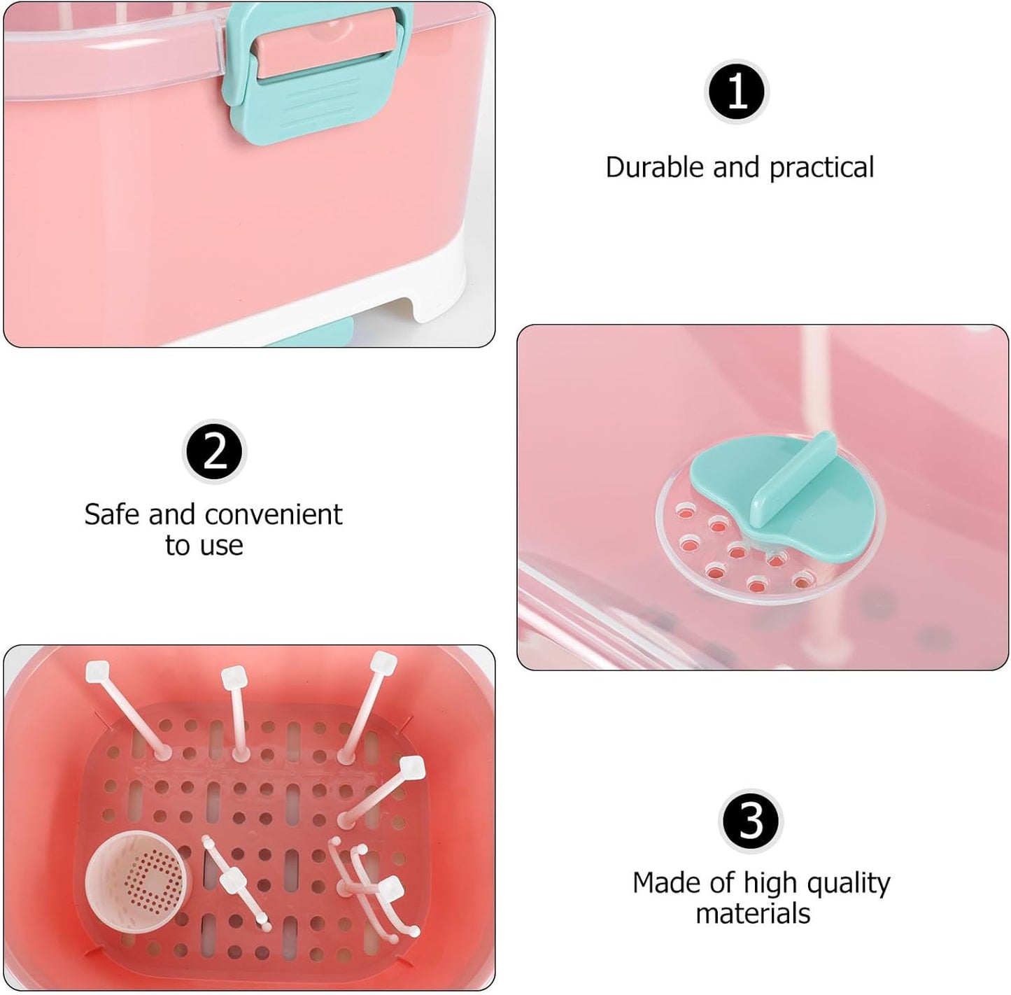 Kisangel Baby Bottle Drying Rack High Capacity Bottle Dryer with Detachable Hollow Drain Net and Pacifier Holders Compact Organizer for Kitchen Countertop Storage