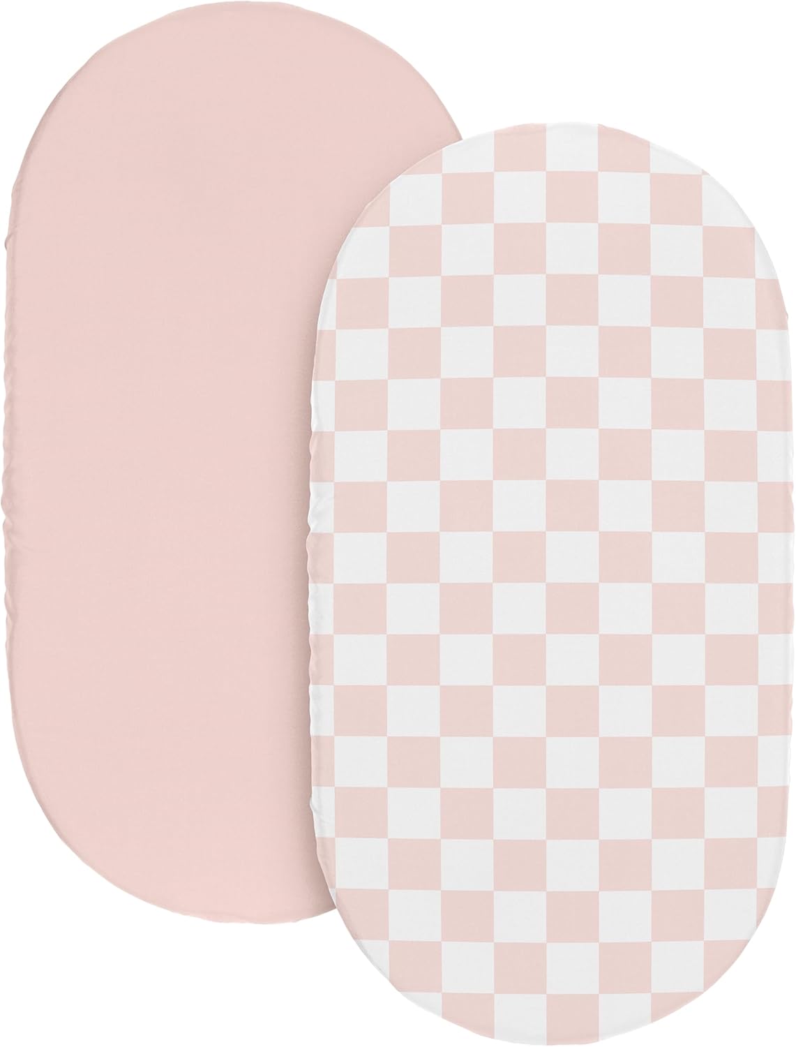 Sweet Jojo Designs 2-Piece Baby Bassinet Sheets Set (Black/White Gingham Checkered Plaid) for Boy/Girl, Infant Newborn Nursery, Oval, Rectangle & Hourglass Mattress (Solid Onyx & Classic Checkerboard)