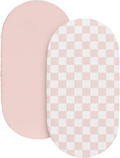 Sweet Jojo Designs 2-Piece Baby Bassinet Sheets Set (Black/White Gingham Checkered Plaid) for Boy/Girl, Infant Newborn Nursery, Oval, Rectangle & Hourglass Mattress (Solid Onyx & Classic Checkerboard)