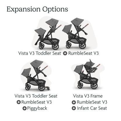 UPPAbaby RumbleSeat V3 Second Lower Seat - Compatible with Vista V2 and Vista V3 - All-Weather Seat + Magnetic Buckle – Adapters Included -Owen (Mocha Mélange)