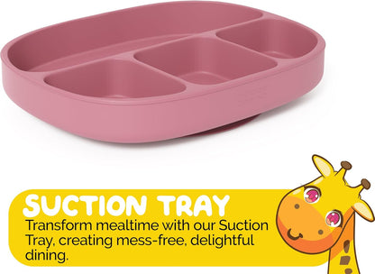 Toddler Necessities Baby Feeding Essentials Set for Baby in Green Color with Baby plates with Suction and Silicone Utensil Set - (3 Pieces)