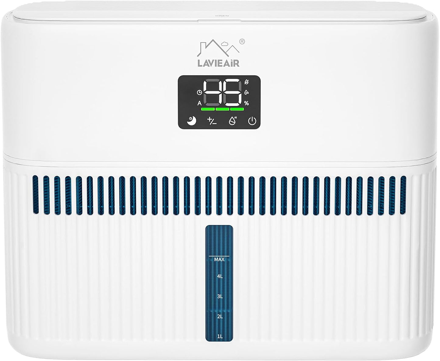 LAVIEAIR Evaporative Humidifiers for Bedroom, Living Room, Nursery, Large Room up to 300 ft², Mist-free No White Dust Top Fill Humidifier for Baby, Plants, 5L Tank, Max 48H Runtime, Easy to Clean