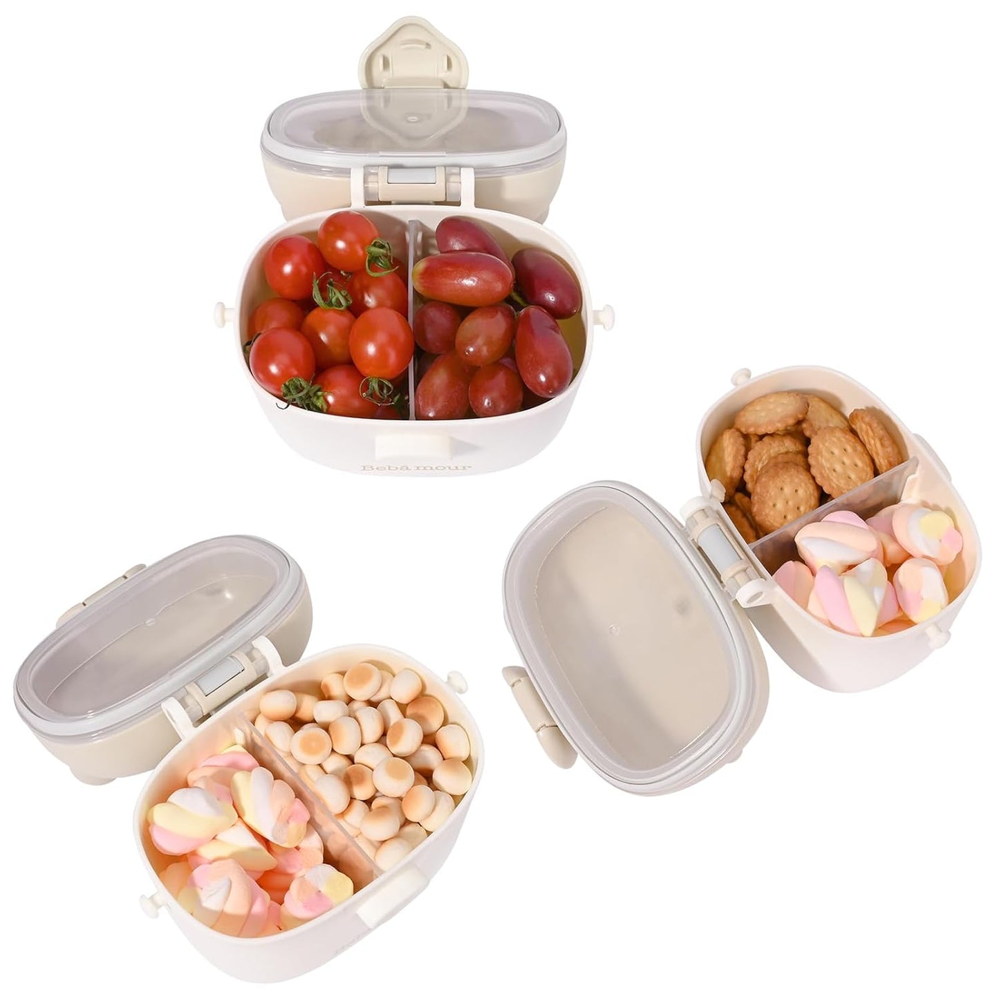 Bebamour Baby Formula Dispenser, BPA Free Portable Milk Powder and Candy Fruit Snack Storage Container with Scoop and Leveller for Travel, 450 ML, Green Cow
