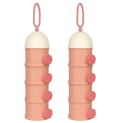 Accmor Formula Dispenser On The Go, 4 Layers Stackable Formula Container to Go, Non-Spill Portable Milk Powder Baby & Kids Snack Container, Pink