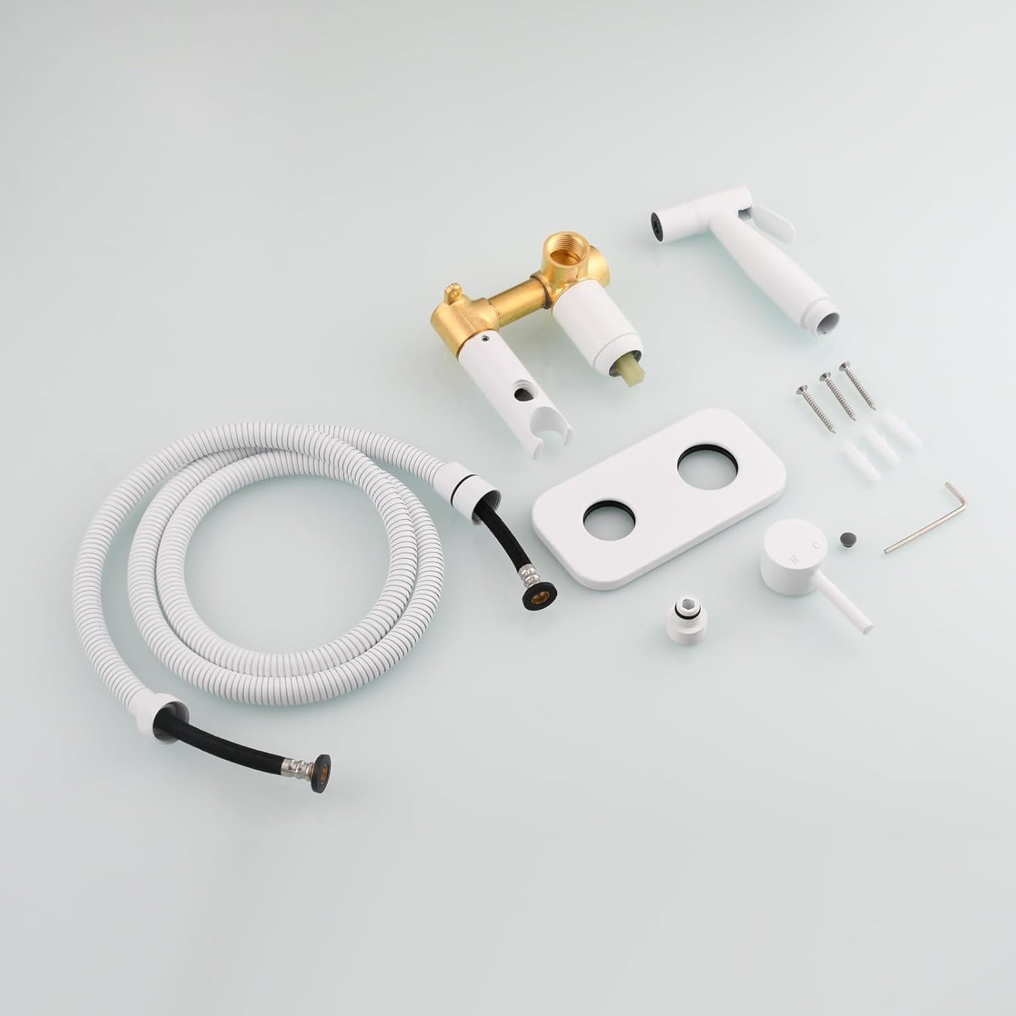 Tecmolog Stainless Steel Bathroom Bidet Sprayer Set Concealed Bidet Sprayer for Toilet Hot and Cold Handheld Cloth Diaper Sprayer Kit