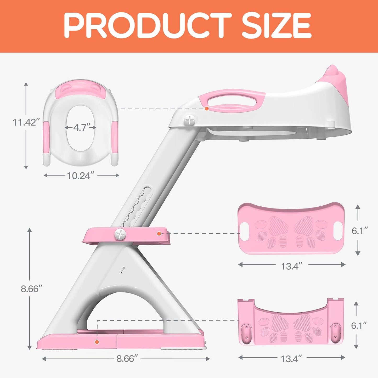 Potty Training Seat, SKYROKU Upgrade Toddler Toilet Seat for Kids Boys Girls, 2 in 1 Potty Training Toilet, Splash Guard Anti-Slip Pad Step Stool,New Sector-Shape Stabilized Base (8899+Grey)