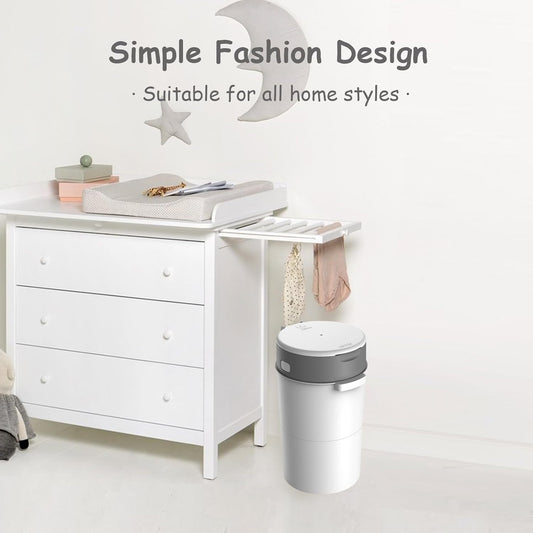 Bellababy Diaper Pail, Upgrade Baby Diaper Bin with Double Odor Locking, Includes 1 Refill (270 inches/pcs), Compact Design for Nursery