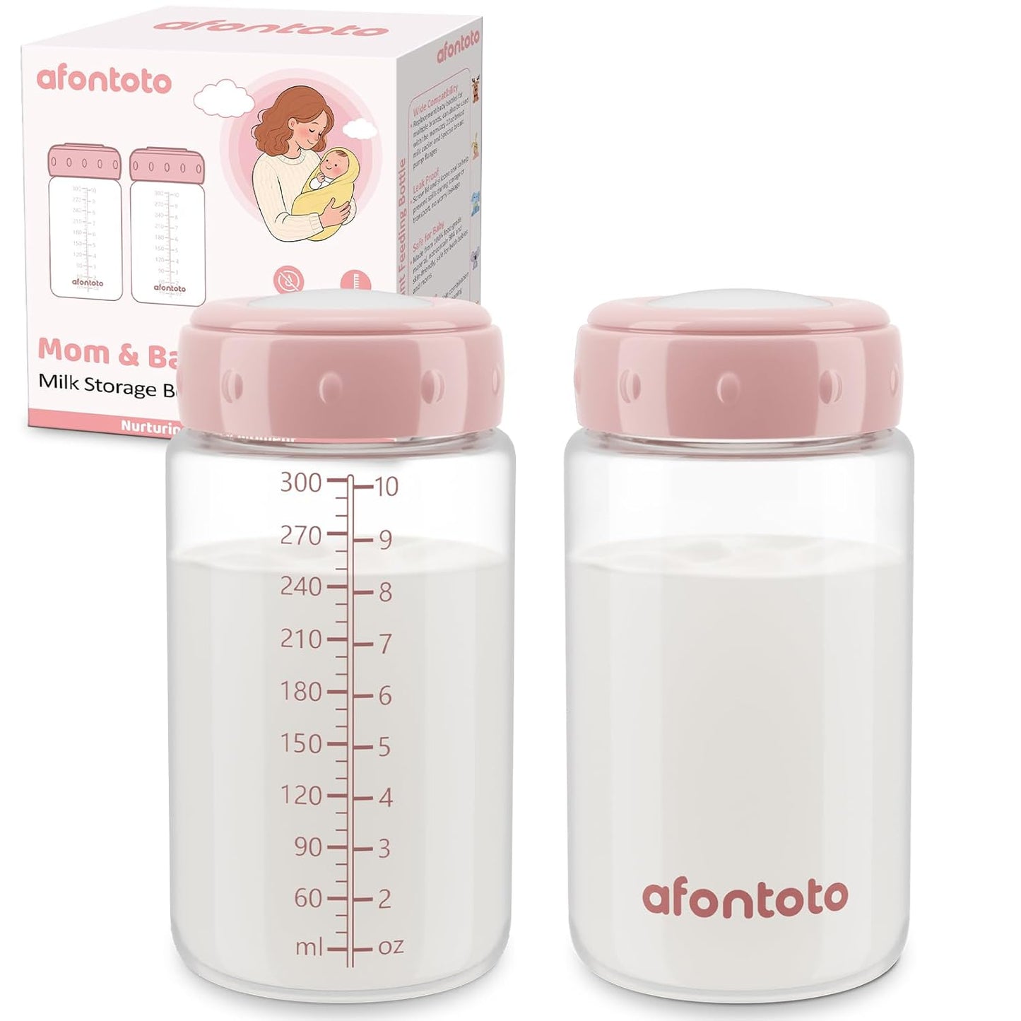 6PCS Breastmilk Storage Bottle for Momcozy Breast Milk Cooler, Wide-Neck Baby Bottles for Pumping Fit Spectra Flange, Spectra Collection Bottles for Fridge, Breastfeeding Essential, 10 oz