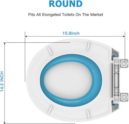 Toilet Seat with Toddler Seat Elongated, PP Material Family Toilet Seat Cover, Soft Close Adult & Toddler Seats, Easy to Clean, Safe Potty Training Solution for Kids, Bathroom Upgrade for Home