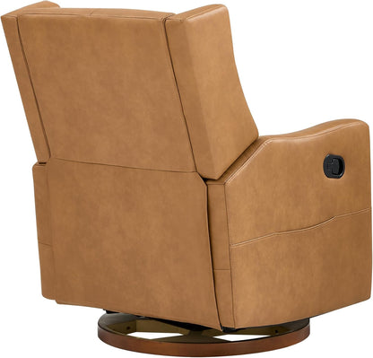 KISLOT Upholstered Recliner Swivel Glider Nursery Chair Reclining Performance Fabric Rocker with Wood Base,Boucle,Moss Green