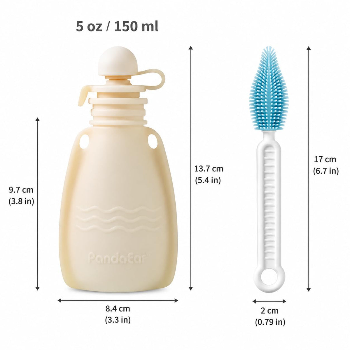 3 Pack Silicone Baby Food Pouches, Reusable Squeeze Pouches for Toddler with 3 Silicone Puree Feeder Spoon, BPA-Free Silicone Refillable Infant Food Storage, 5 oz (Light Tan&Walnut&Grey)