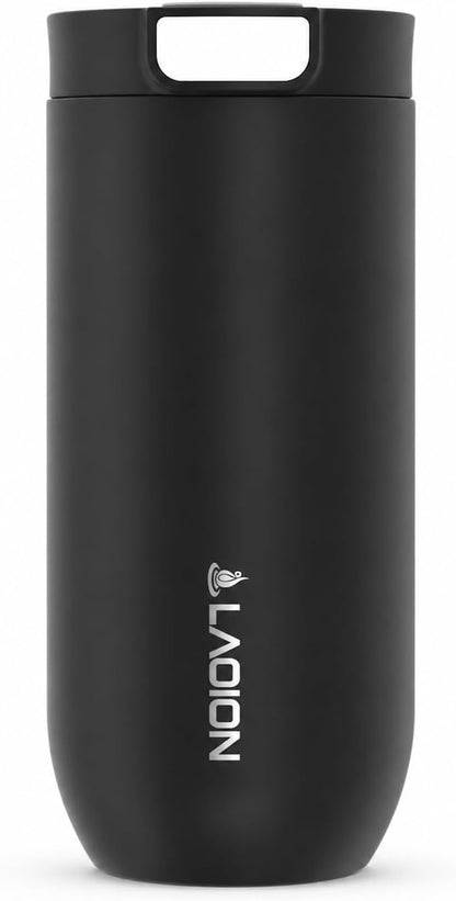 17 oz Insulated Coffee Tumbler, Stainless Steel Travel Coffee Mug | Stainless Steel Travel Coffee Mug with Slider Lid, Reusable Iced Coffee Cup for Office, Car, Commute, Gray