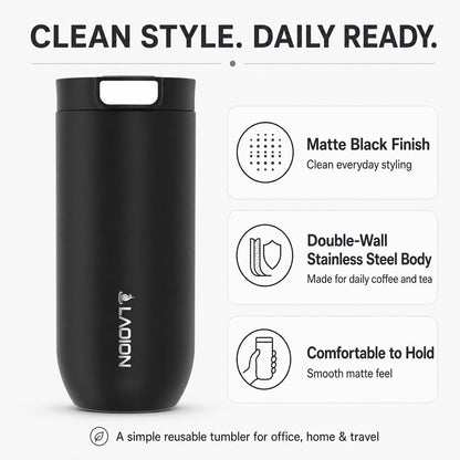 17 oz Insulated Coffee Tumbler, Stainless Steel Travel Coffee Mug | Stainless Steel Travel Coffee Mug with Slider Lid, Reusable Iced Coffee Cup for Office, Car, Commute, Gray
