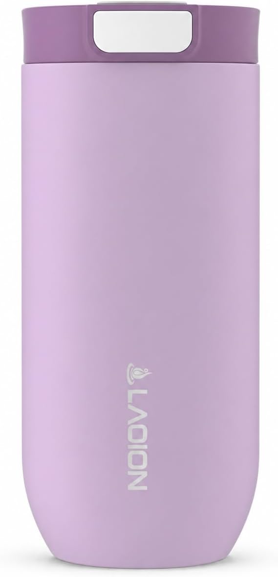 17 oz Insulated Coffee Tumbler, Stainless Steel Travel Coffee Mug | Stainless Steel Travel Coffee Mug with Slider Lid, Reusable Iced Coffee Cup for Office, Car, Commute, Gray