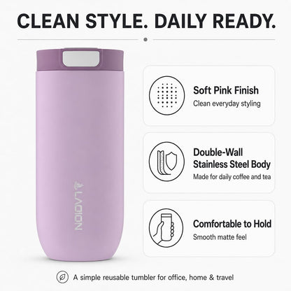 17 oz Insulated Coffee Tumbler, Stainless Steel Travel Coffee Mug | Stainless Steel Travel Coffee Mug with Slider Lid, Reusable Iced Coffee Cup for Office, Car, Commute, Gray