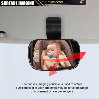 Car Mirror for Baby, Adjustable Back Seat Baby Mirror, Facing Toddler Rearview Mirror, Wide Angle Convex Mirror, Clip-on, for Viewing Rear Passengers