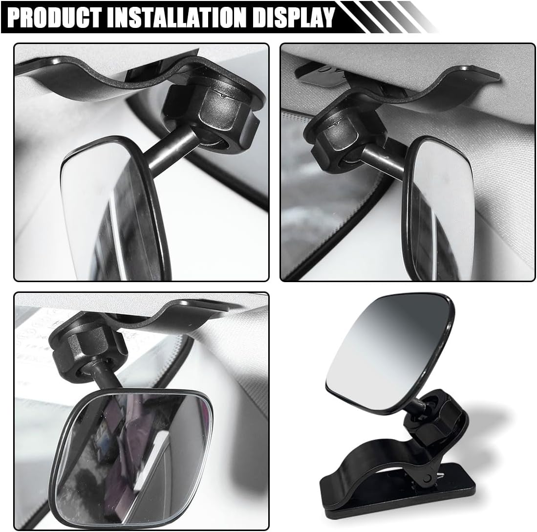Car Mirror for Baby, Adjustable Back Seat Baby Mirror, Facing Toddler Rearview Mirror, Wide Angle Convex Mirror, Clip-on, for Viewing Rear Passengers