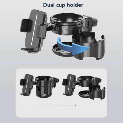 2 in 1 Stroller Cup and Phone Holder, 360 Degree Rotatable Double Bottle Drink Holder Scooter Handlebar (Green)