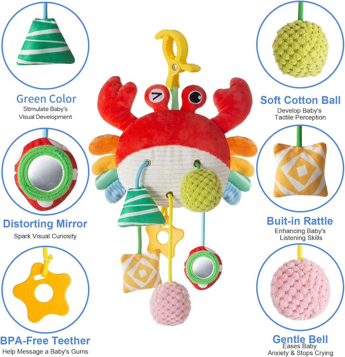 Car Seat Toy, Stroller Toy with a Convenient Clip