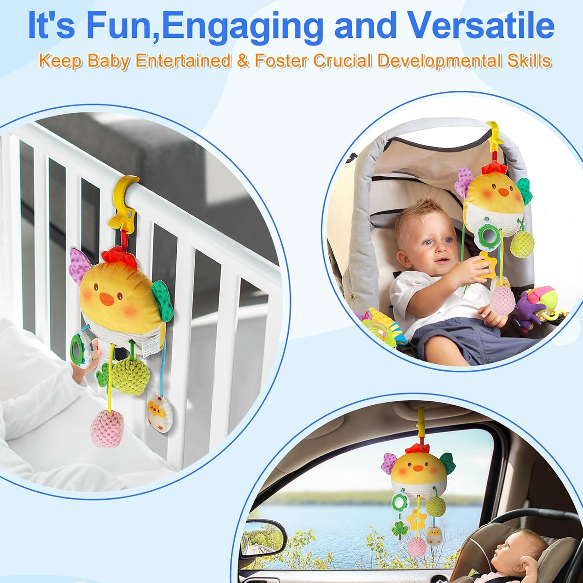 Car Seat Toy, Stroller Toy with a Convenient Clip