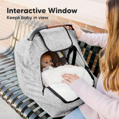 Portable Diaper Changing Pad and Car Seat Cover for Babies - Waterproof Foldable Baby Changing Mat - Baby Car Seat Canopy for Spring, Autumn, Winter
