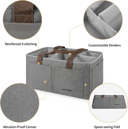 Large Canvas Baby Diaper Caddy Organizer - Gray