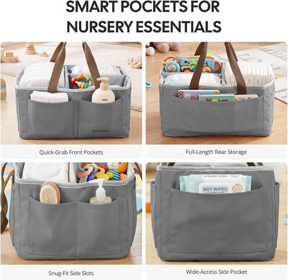 Large Canvas Baby Diaper Caddy Organizer - Gray
