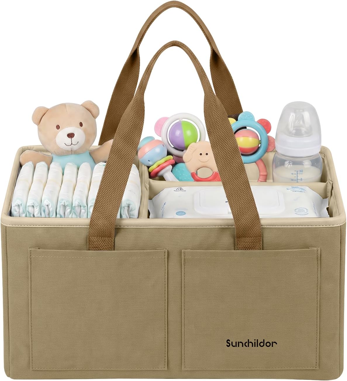 Large Canvas Baby Diaper Caddy Organizer - Gray