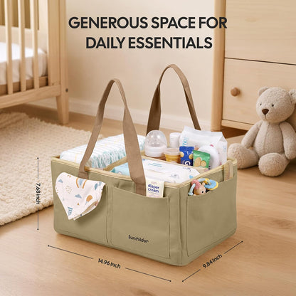 Large Canvas Baby Diaper Caddy Organizer - Gray