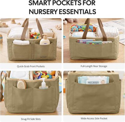 Large Canvas Baby Diaper Caddy Organizer - Gray